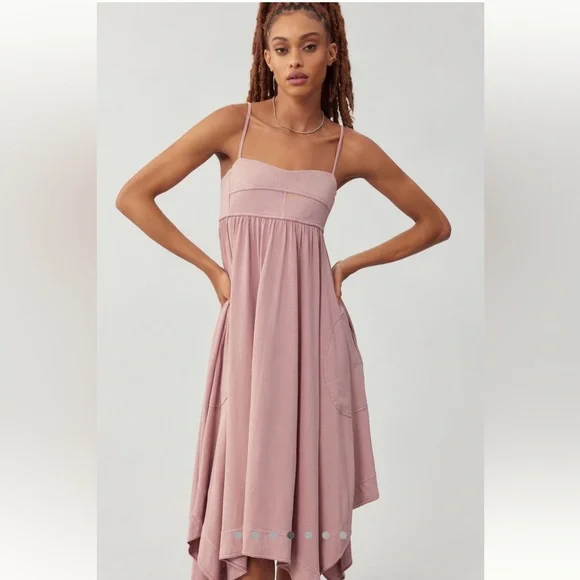 SOLD Anthropologie Daily Practice Asymmetrical A-Line Dress Mauve Small Petite - Picture 2 of 8